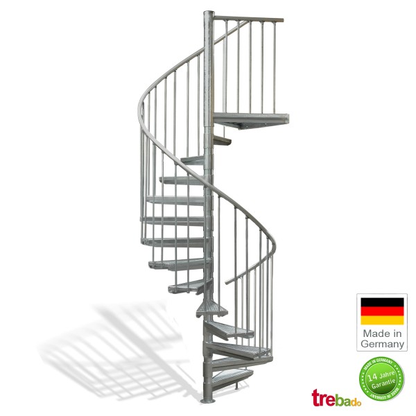 Spindeltreppe Ø 137 cm, 14 Stg. Höhe 287 - 329 cm