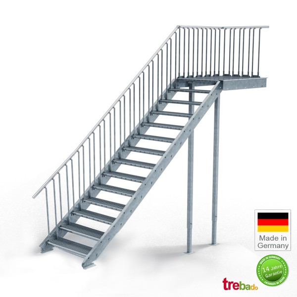 Podest-Treppe 100 cm Breit, 14 Stg. Höhe 280 cm