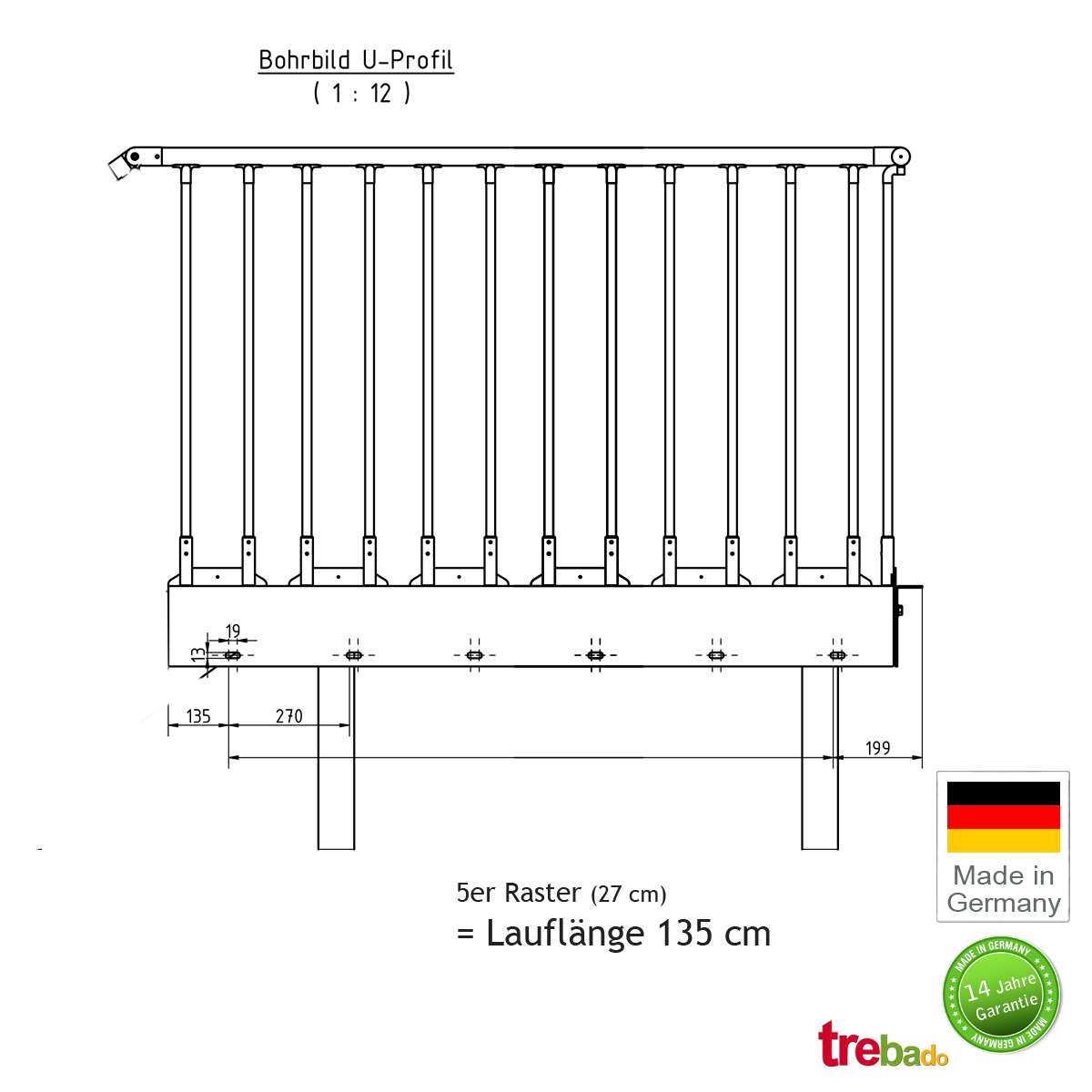 Außentreppe gerade 16 Steigungen, Laufweite 100 cm | Treppen, Bausatz