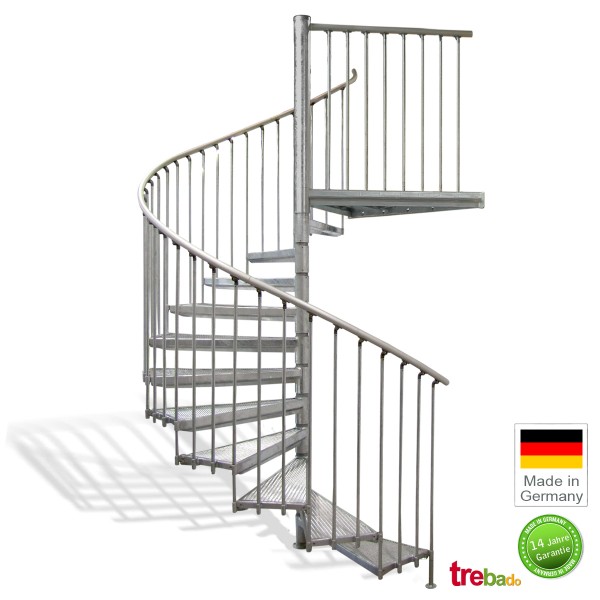 Stahltreppe Ø 220 cm, 12 Stg. Höhe 216 - 240 cm