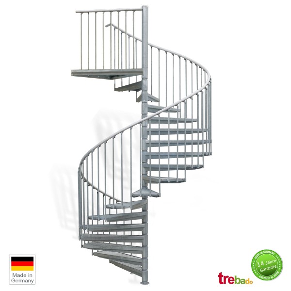 Stahltreppe Ø 220 cm, 18 Stg. Höhe 324 - 360 cm