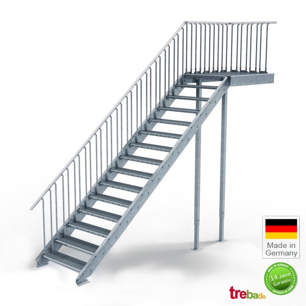 Podest-Treppe 100 cm Breit, 15 Stg. Höhe 300 cm