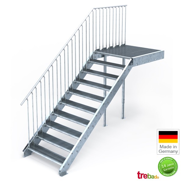 Podest-Treppe 100 cm Breit, 10 Stg. Höhe 200 cm