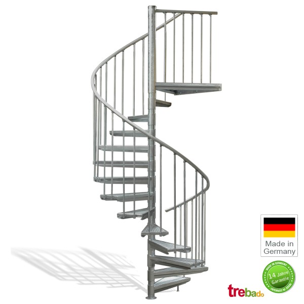 Wendeltreppe Ø 166 cm, 17 Stg. Höhe 330 - 399 cm